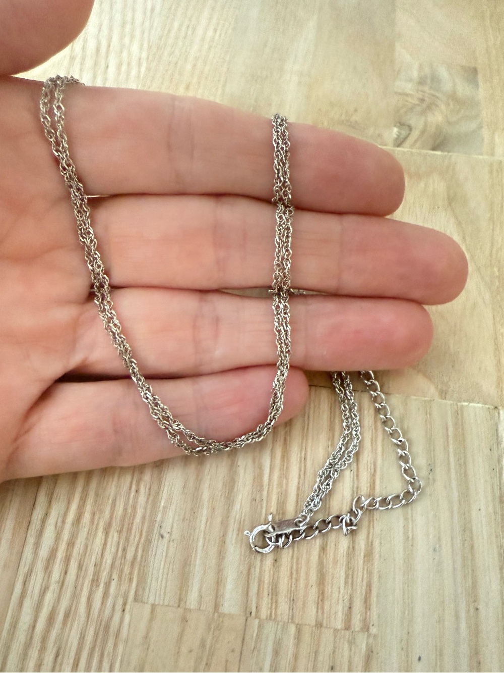 925 Sterling silver double strand chain necklace